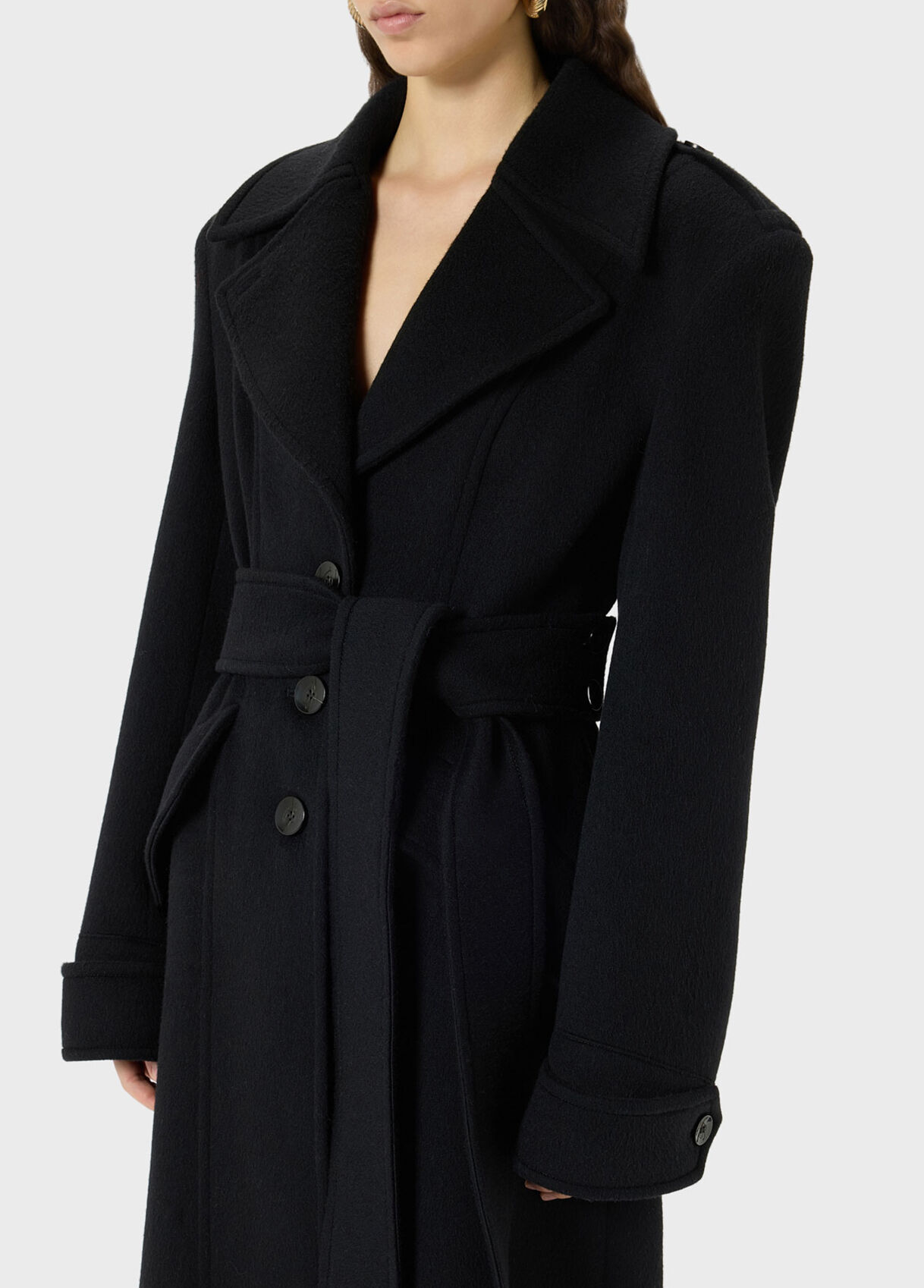 Full-length fabric coat with belt - Blumarine